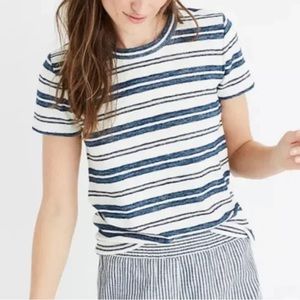 Madewell Hi-Fi Shrunken Tee in Vonda Stripe Sleeve Top , Size S